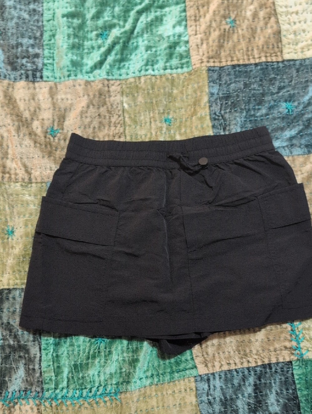 Zara Black Cargo Skort with Drawstring Waist